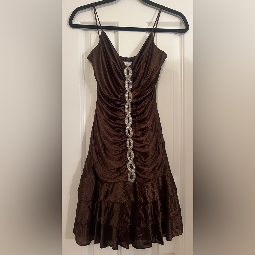 Y2K B Darlin Chocolate Brown Dress with Silver Embellishments